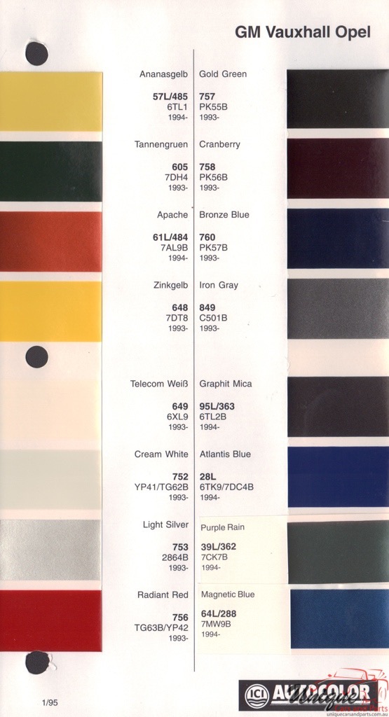 1993 - 1994 Vauxhall Paint Charts Autocolor 2